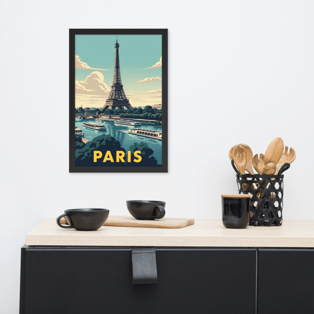 Paris (Framed) / Black Vintage Travel Poster - Paris (Framed)