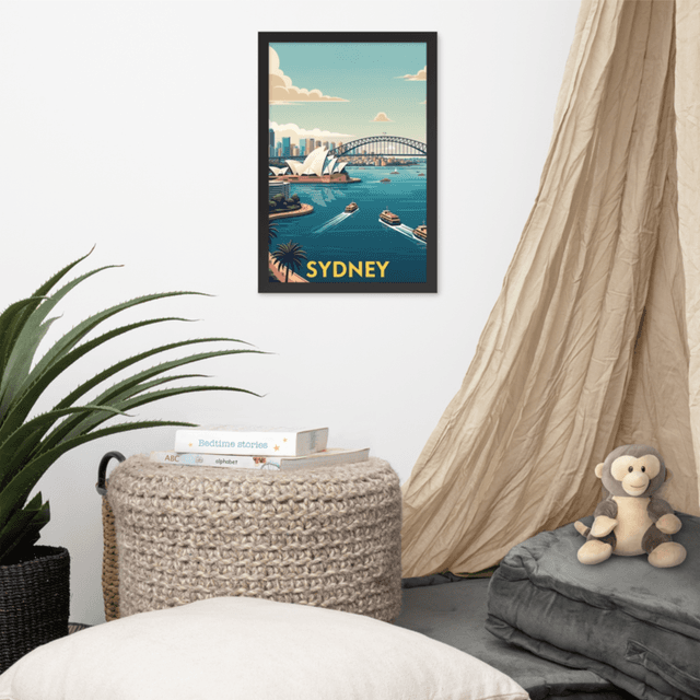 Sydney (Framed) / Black Vintage Travel Poster - Sydney (Framed)